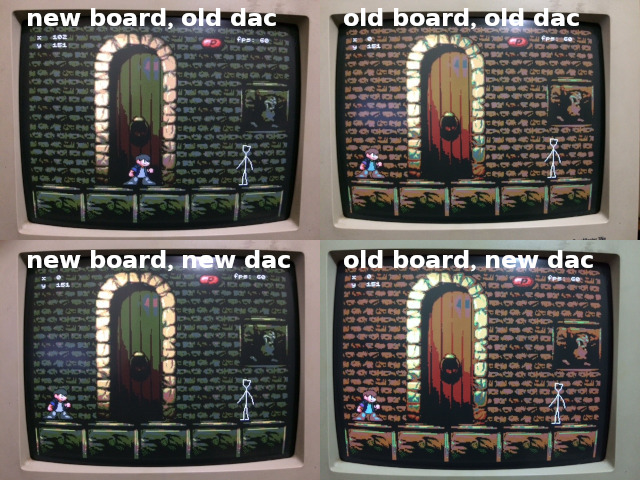Comparison showing that the old board has wrong red levels